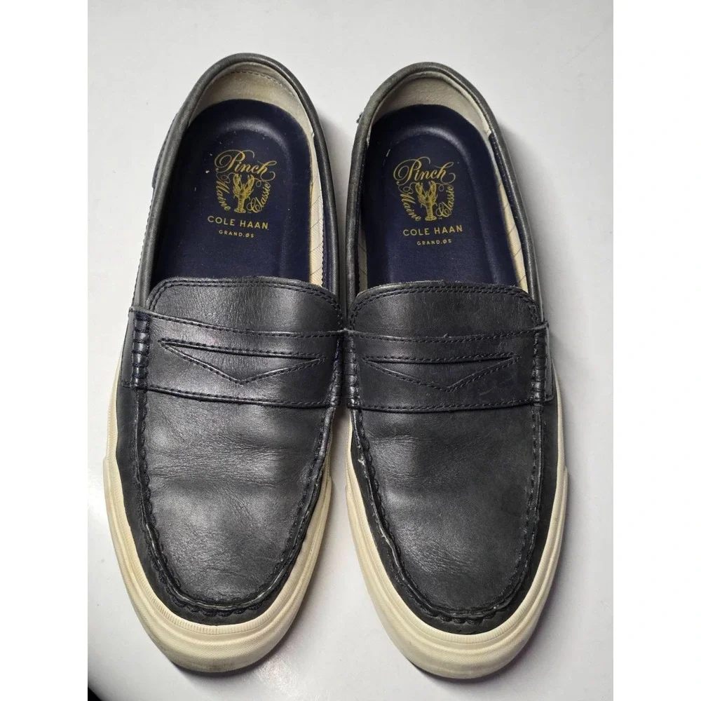 Cole Haan Grand Pinch Men's Loafers Size 9 M Navy Blue Leather Slip On Shoes‎